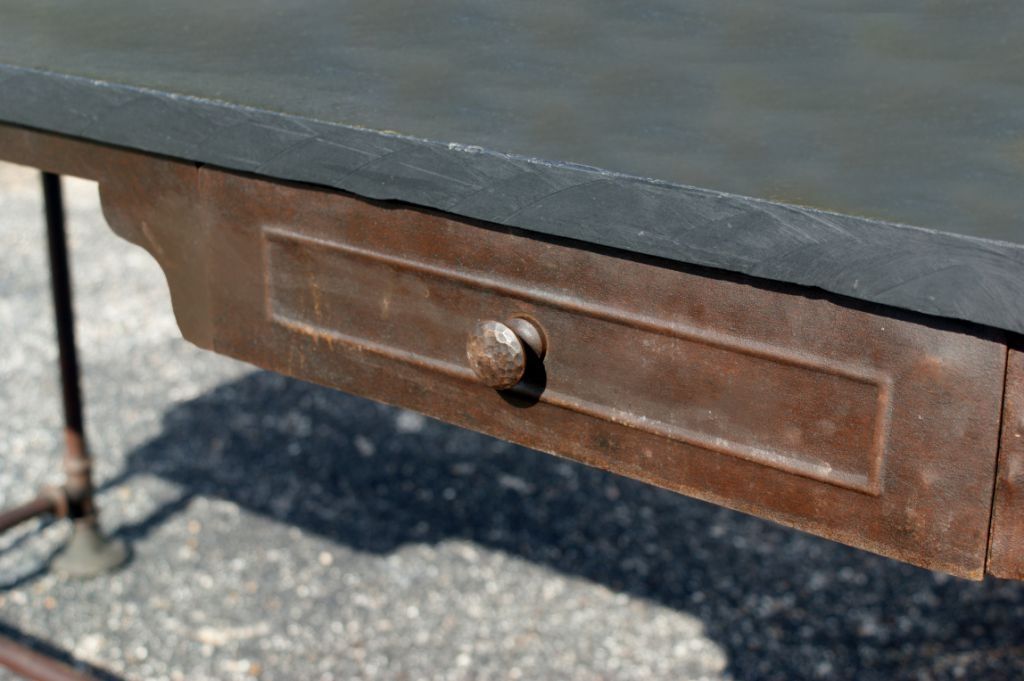 Industrial Age Slate Top Table Desk at 1stDibs