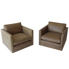 Pair of Charles Pfister for Knoll Leather Lounge Chairs