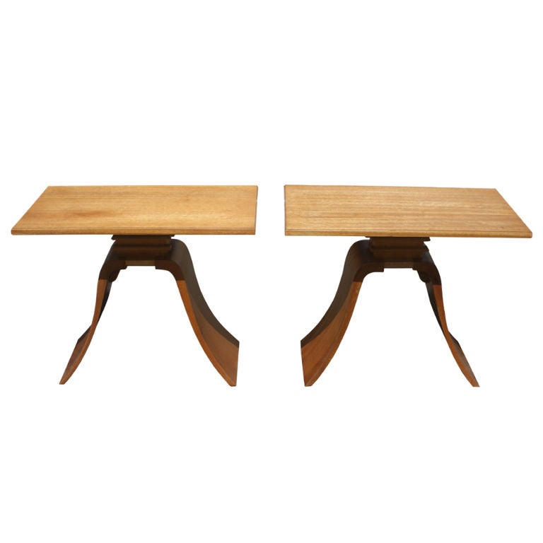 Pair of Paul Frankl Mahogany Bell Tables