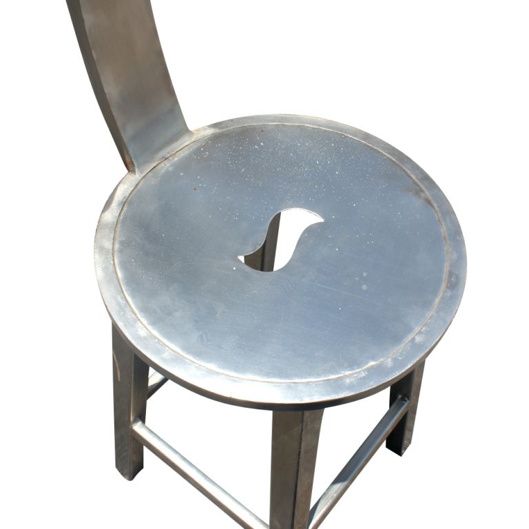 Three Industrial Polished Steel Bar Stools at 1stdibs