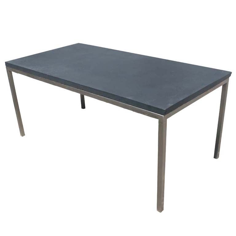 Industrial Steel And Slate Dining Work Table at 1stdibs