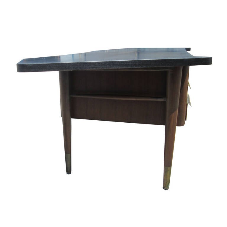 Mid-20th Century Vintage Stow Davis Desk with Ebonized Curved Top