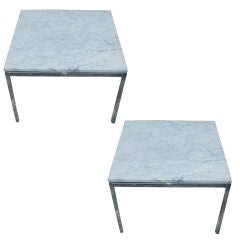 Pair Of Florence Knoll For Knoll Marble And Chrome Side Tables