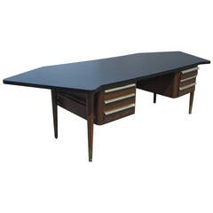 Vintage Stow Davis Desk with Ebonized Curved Top 7