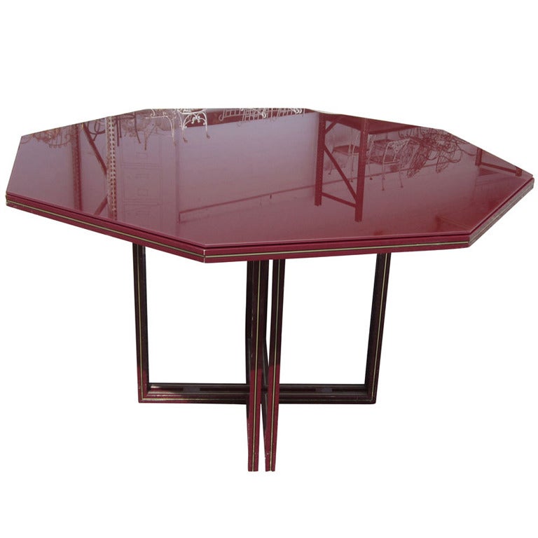 52" Vintage Pierre Vandel Octagonal Glass Dining Table
