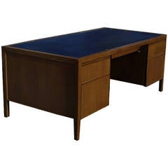 Retro Stow Davis Chrome Trim Leather Top Desk