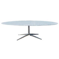 Florence Knoll For Knoll Oval White Marble Dining Table Desk