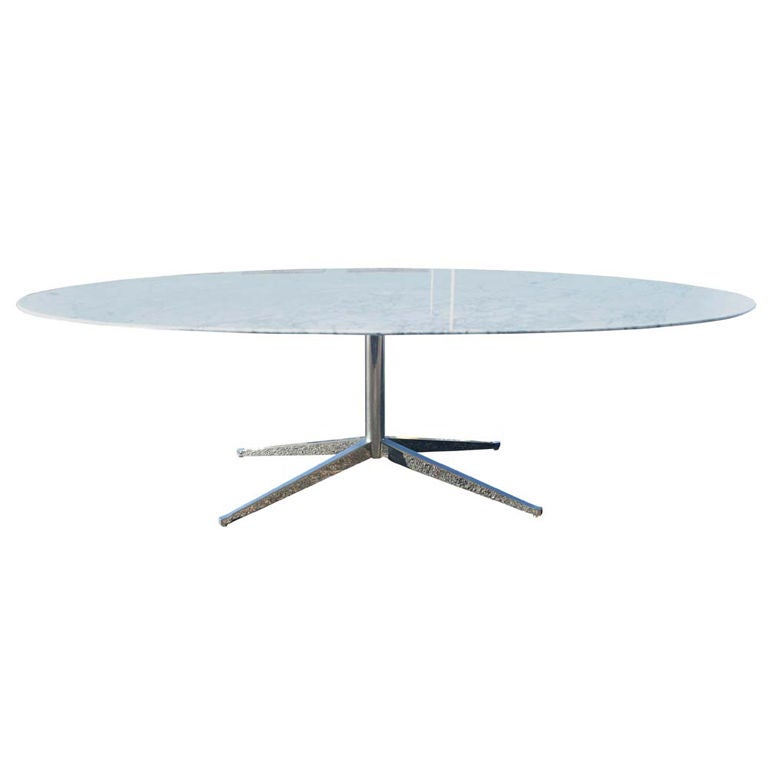 Florence Knoll For Knoll Oval White Marble Dining Table Desk