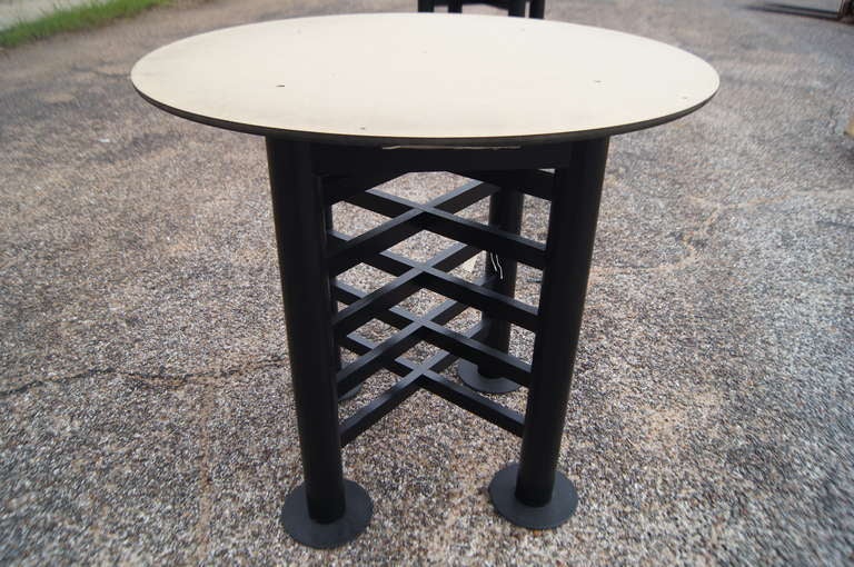 Mid-20th Century 8 ft Marble & Ebonized Wood Table by Michael & Katherine McCoy Cranbrook