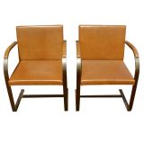 Pair Of Mies Van Der Rohe For Knoll Bronze Brno Chairs