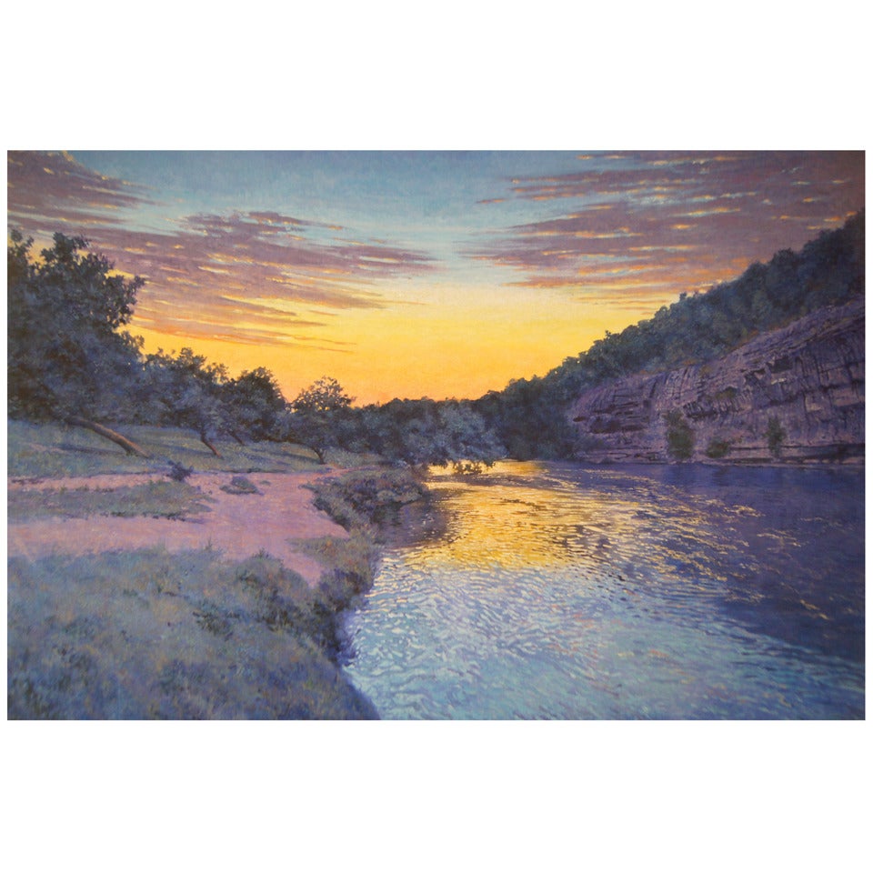 Tim Saska "Sunset on the Guadalupe" Acrylic on Canvas, Signed