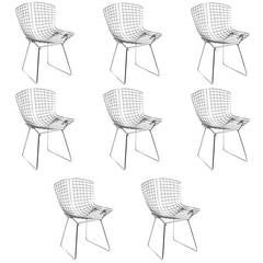 Set of Eight Knoll CHROME Bertoia Side Chairs, 20th Century