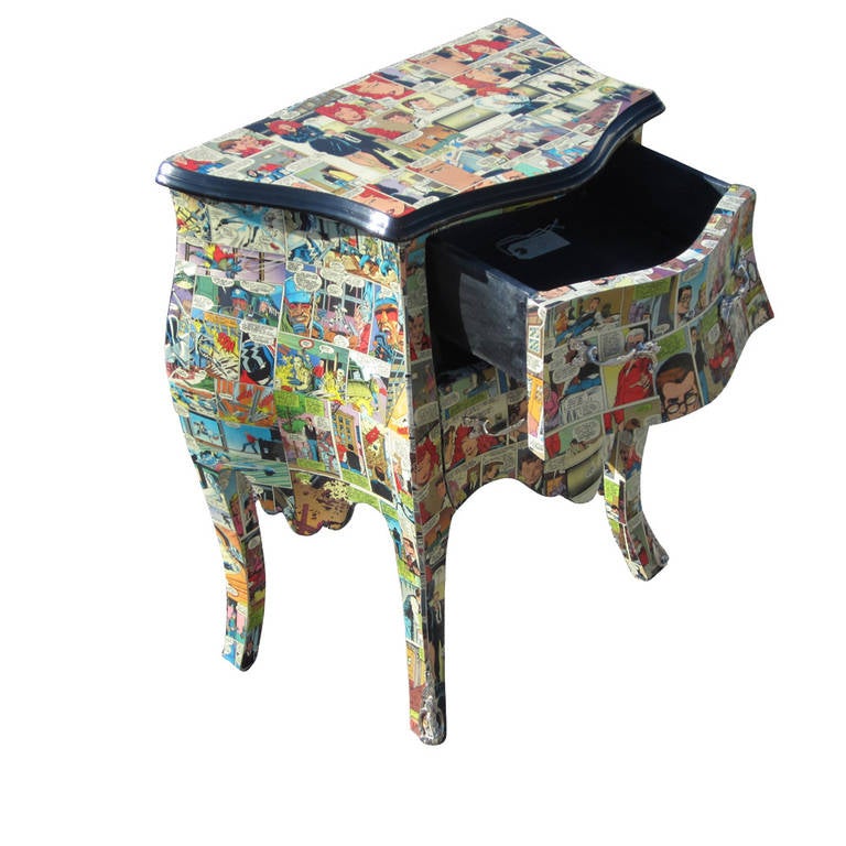 Pair of Bombay Commode Nightstands with Decoupage Spiderman Artwork 2