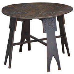 Vintage Arts and Crafts Hand Carved Wooden Side Table