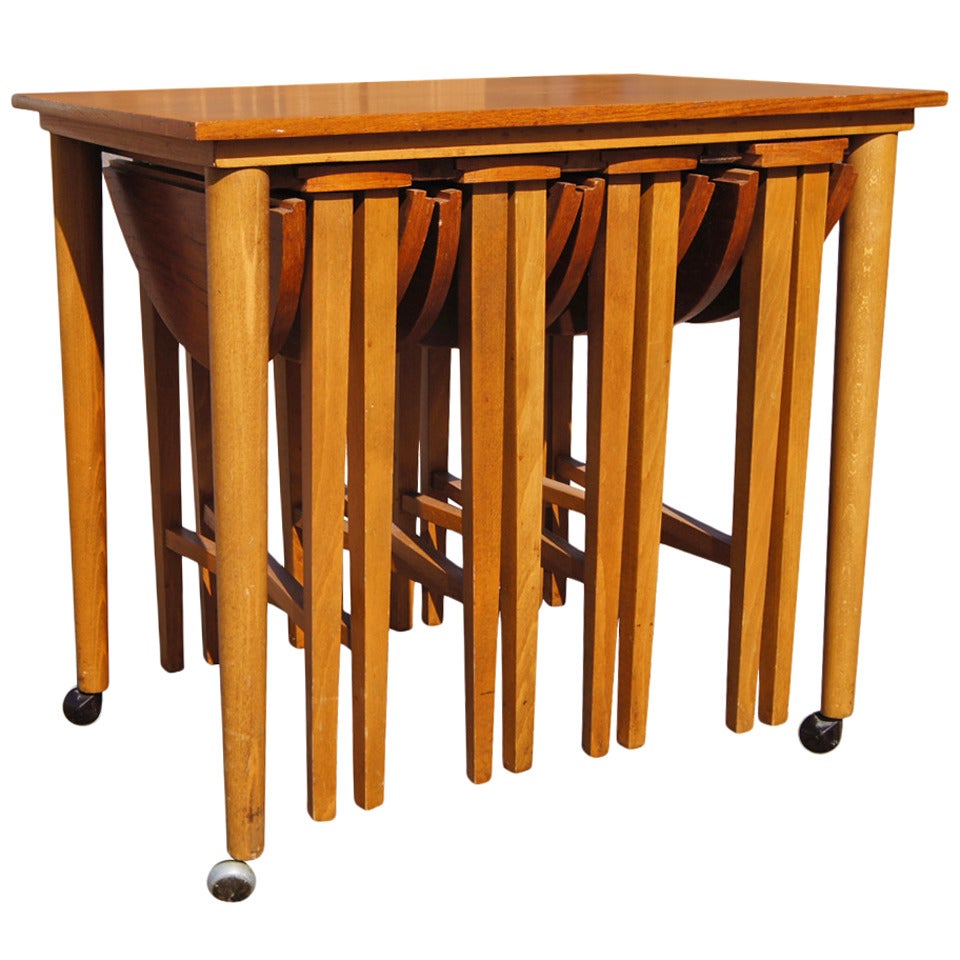 Set of Five Bertha Schaefer Style Nesting Table and Side Tables
