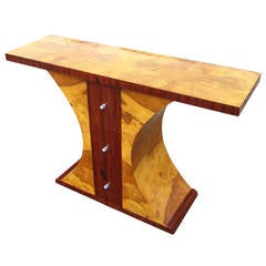 Art Deco Style Walnut and Burl Console Table