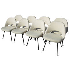 Set of Eight Vintage Saarinen Side Chairs with Bronze Legs