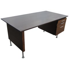 Retro Walnut Single Pedestal Desk by Stow Davis