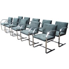 1 Chaise Flatbar en acier inoxydable Mies van der Rohe Brno pour Knoll