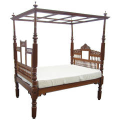 Vintage Indian Bed with Canopy  