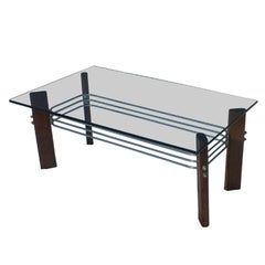 Stendig Chrome Wood And Glass Coffee Table