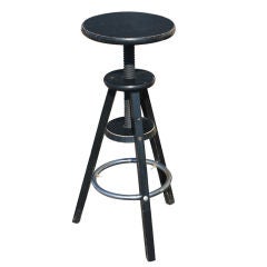 Industrial Wood And Iron Adjustable Stool