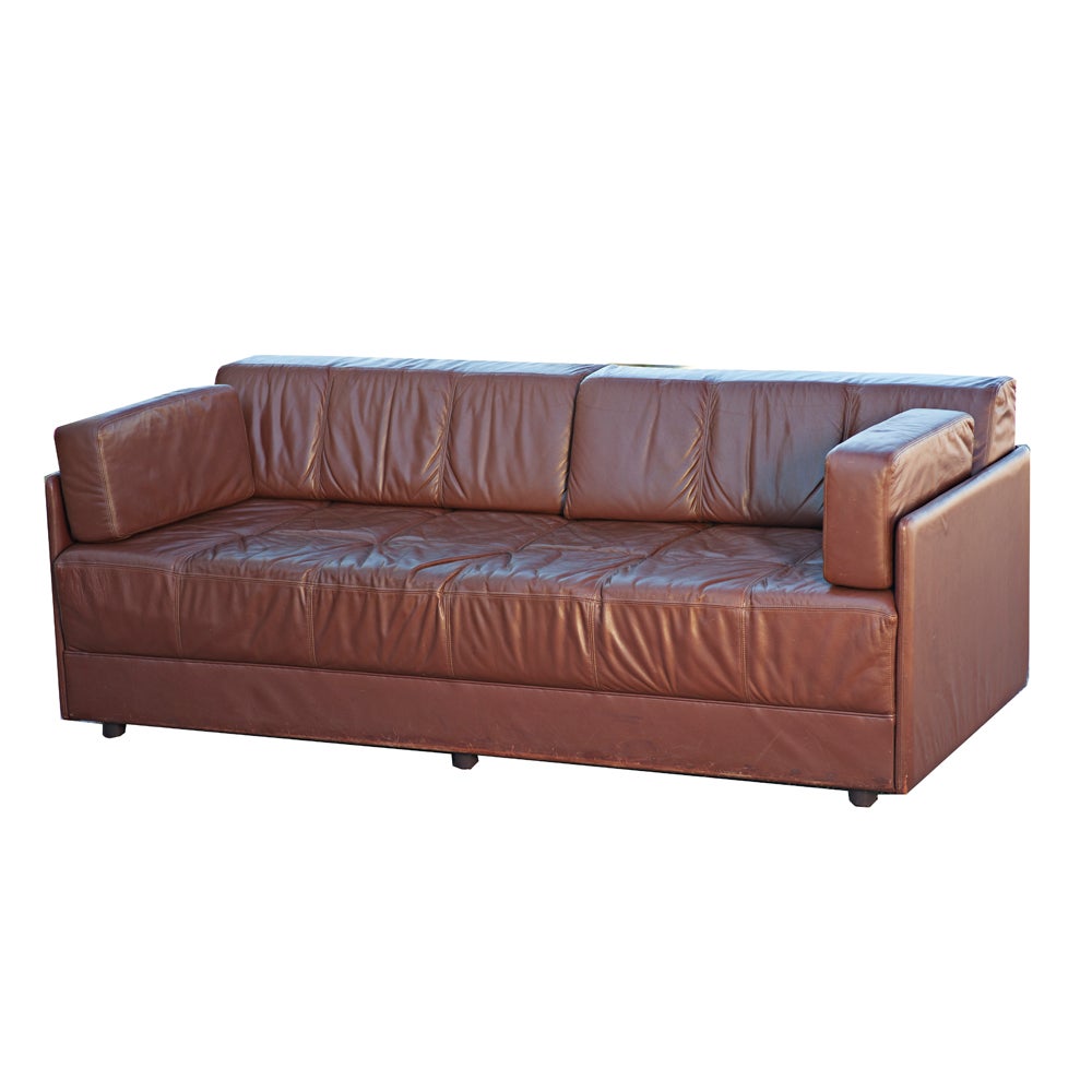 Brayton Brown Leather Sofa Daybed 60% OFF original price of $1900
