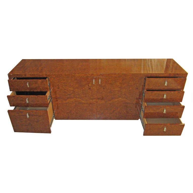 American Eppinger Burled Wood Executive Credenza  For Sale