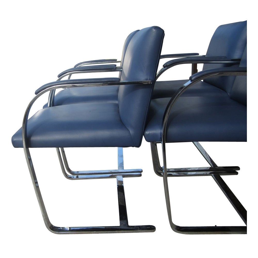 Mies Brno Chair set of four leather flatbar mies van der rohe brno chairs for Mies Brno Chair set of four leather flatbar mies van der rohe brno chairs for
