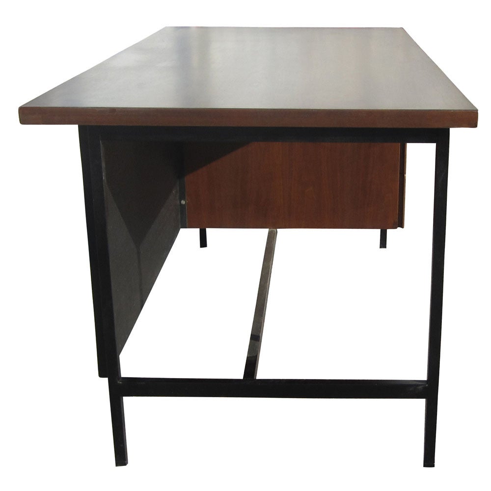 Vintage Florence Knoll Single Pedestal Walnut Desk at 1stDibs