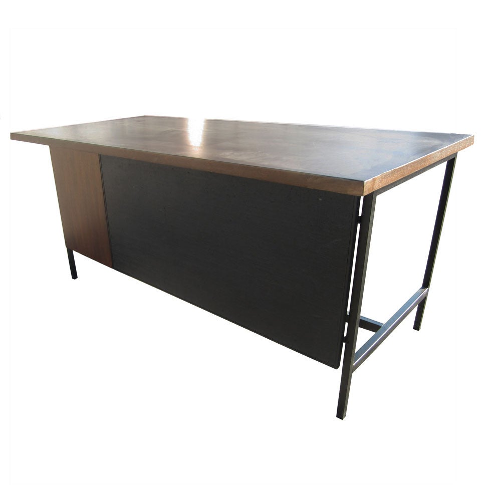 Vintage Florence Knoll Single Pedestal Walnut Desk at 1stDibs