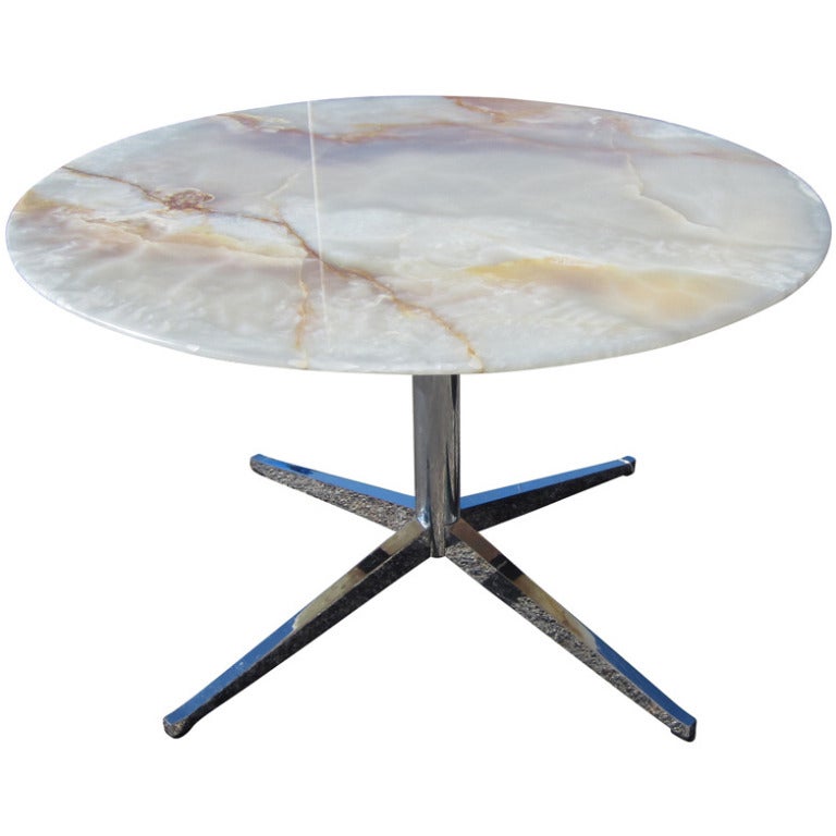 45" Vintage Florence Knoll Style Onyx Round Dining Table