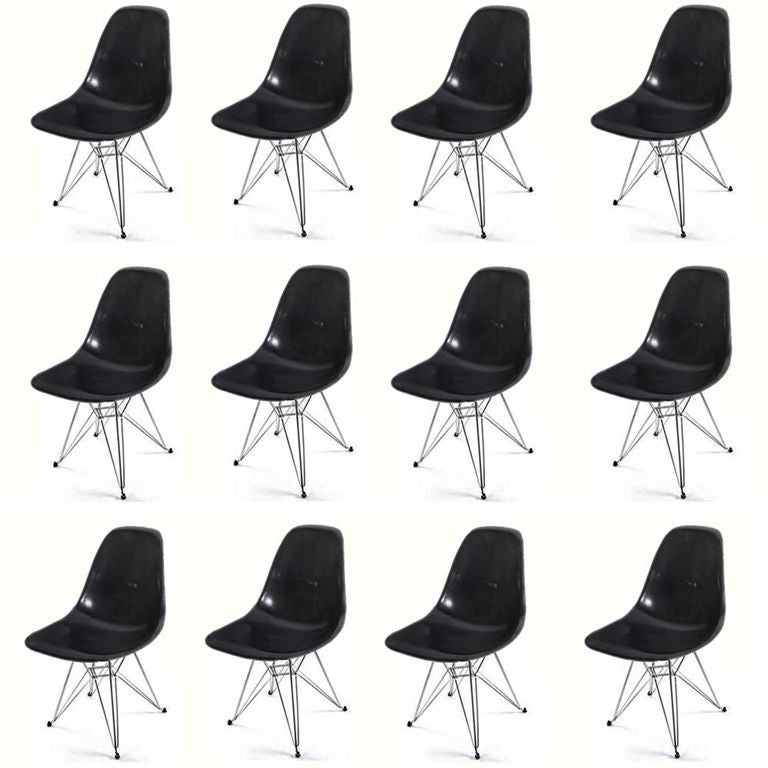 Twelve Eames For Herman Miller Gray Side Dining Chairs