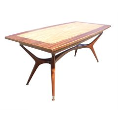 Vintage Modern Italian Style Two Tone Mahogany Table Desk