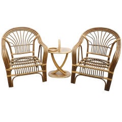 Pair Of Paul Frankl Style Bamboo Tropitan Lounge Chairs