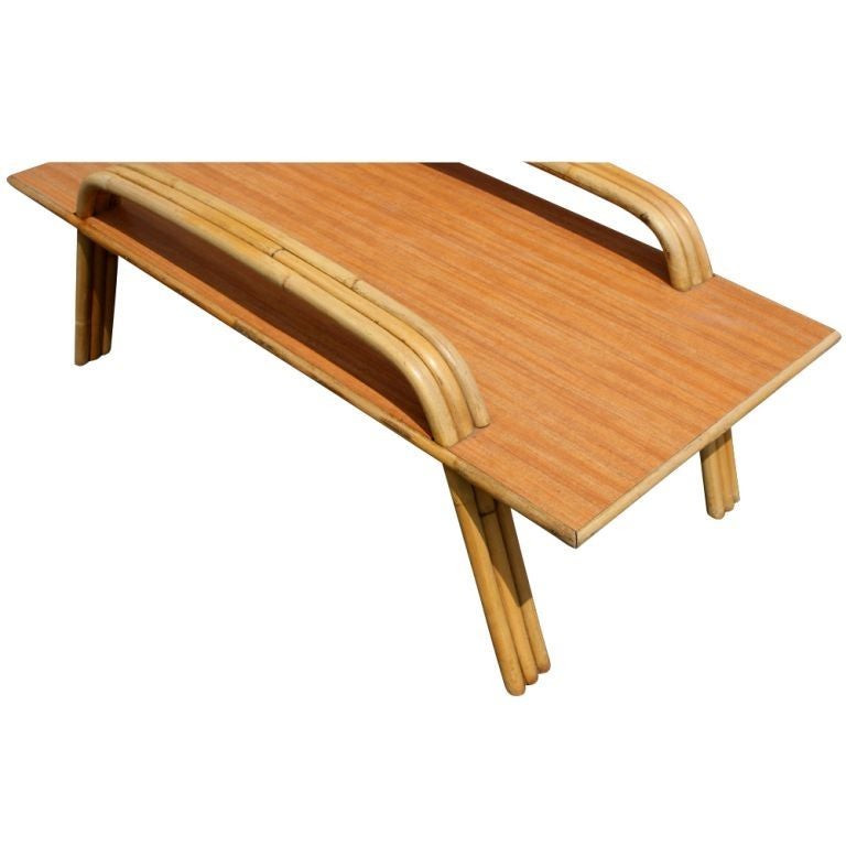 American Paul Frankl Style Tropitan Bamboo Coffee Table For Sale