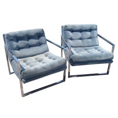 Pair Milo Baughman Style Lounge Chairs