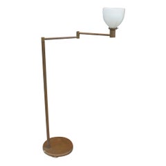 Antique Walter Von Nessen Studio Bronze Swing-Arm Floor Lamp, 1950