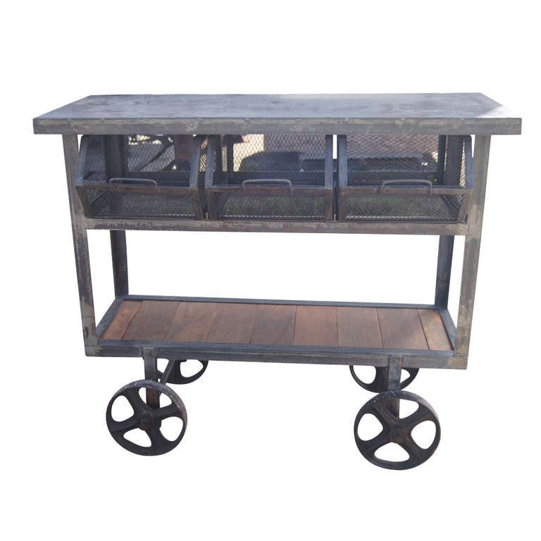 kitchen cart with wire baskets