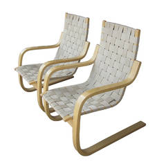 Pair of Vintage ICF Bentwood Alvar Aalto 406 Pension Lounge Chairs