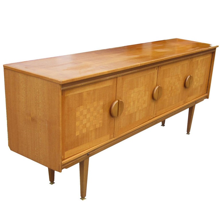 72" Vintage Mid-Century H. Lait and Sons Inlaid Teak Credenza