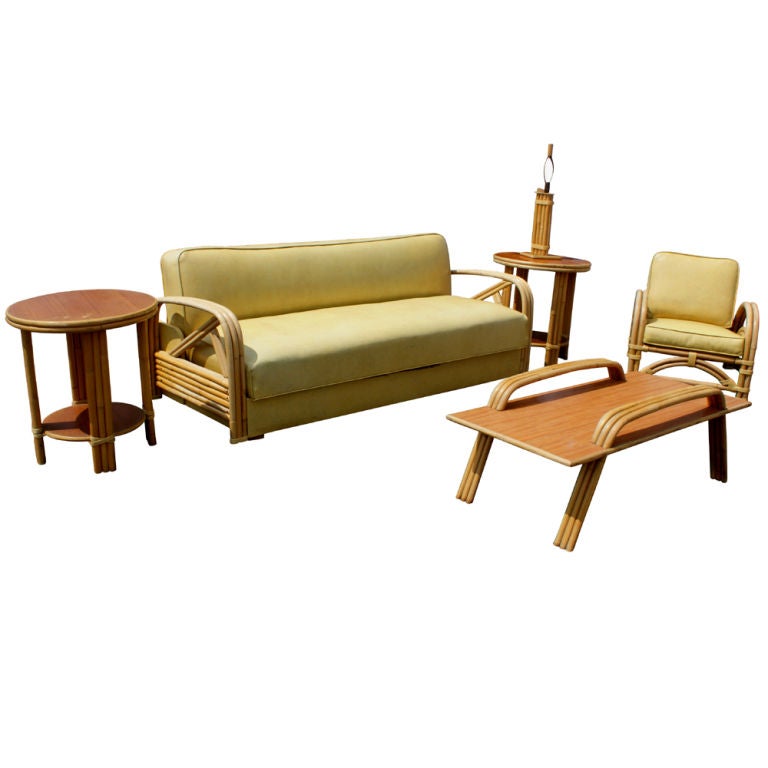 Mid-20th Century Pair Of Paul Frankl Style Bamboo Tropitan Side Tables