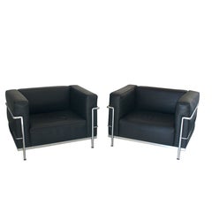 Pair Of Vintage Gordon International Le Corbusier Style Grand Confort Chairs 3
