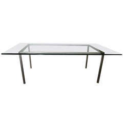 8 Ft Industrial Age Vintage Metal Glass Dining Table