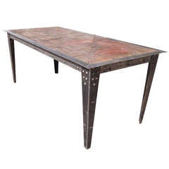 6.5 Ft Vintage Heavy Industrial Steel Wood Table