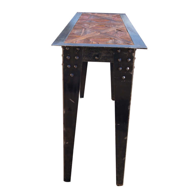 metal and wood console table