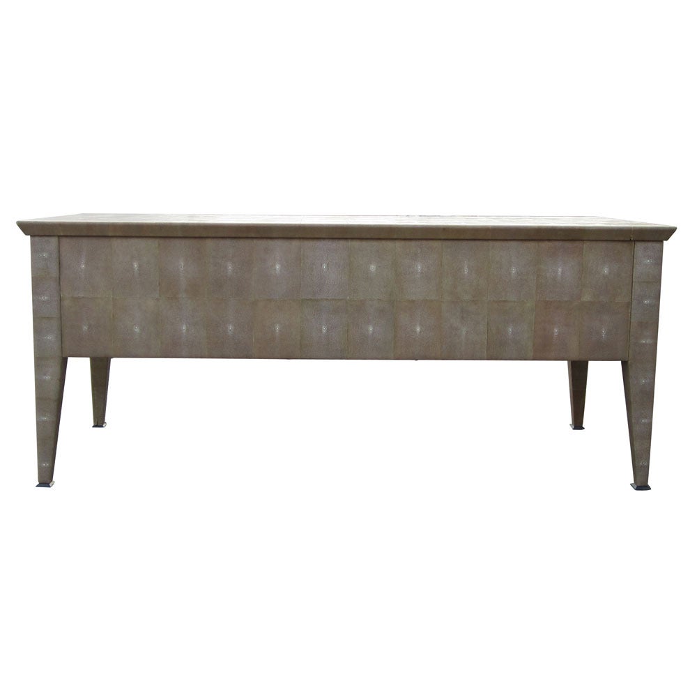 Italian Theo Writing Desk Upholsterstered in Shagreen Designed by Romeo Sozzi