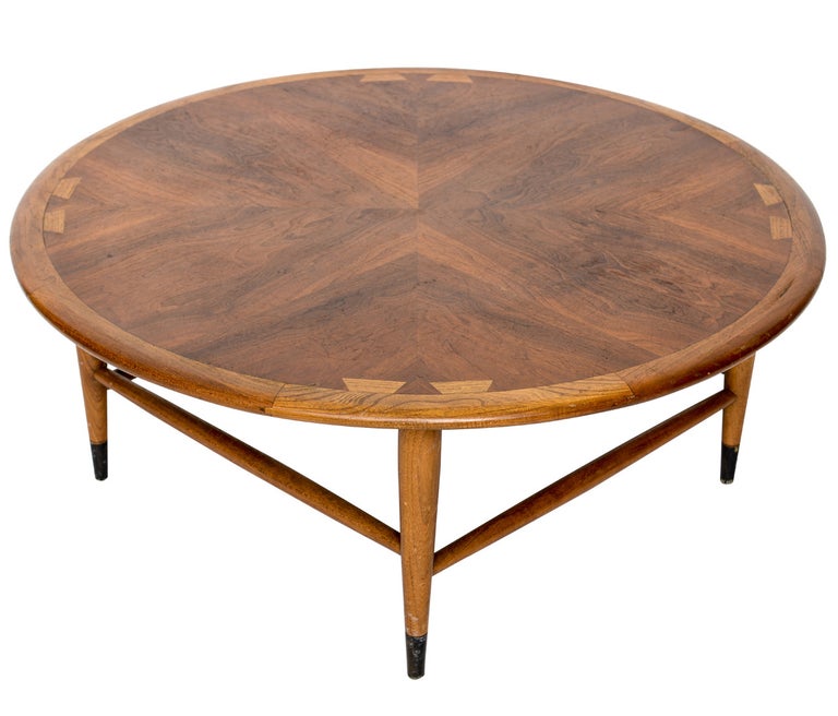 Vintage Andre Bus For Lane Acclaim Round Walnut Coffee Table For
