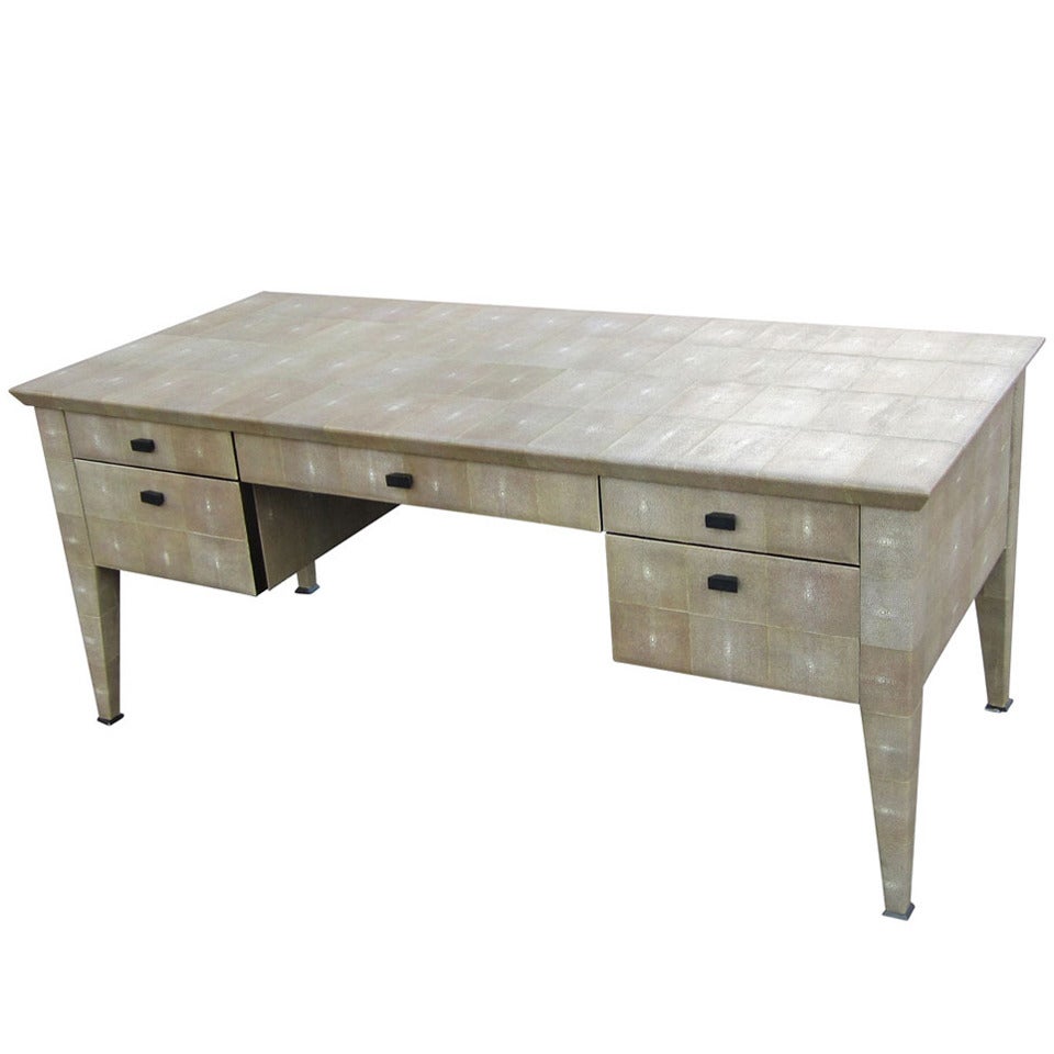 Theo Writing Desk Upholsterstered in Shagreen Designed by Romeo Sozzi