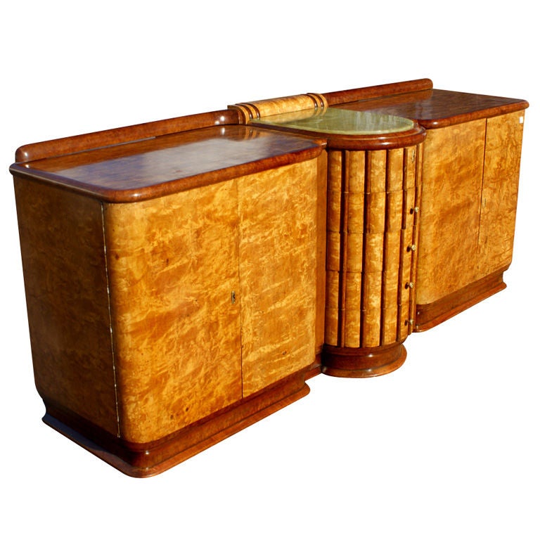 Art Deco Exotic Burl And Onyx Sideboard Buffet